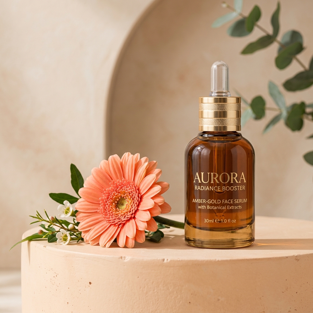 Luxury face serum with coral flower